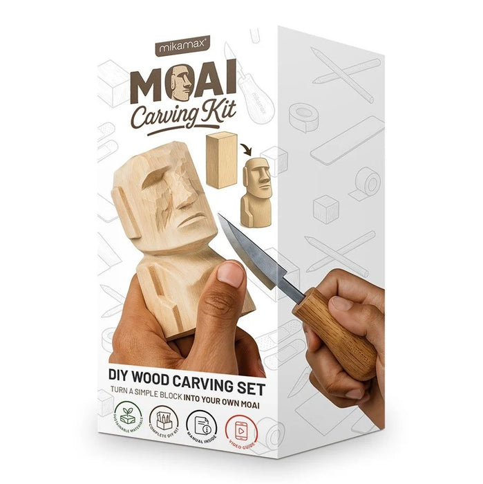 Mikamax Moai Carving Kit - Kit DIY de Talla de Madera Isla de Pascua