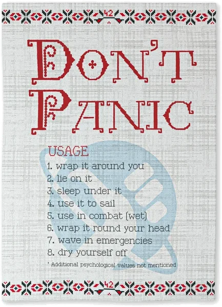 Tea towel: Don't Panic