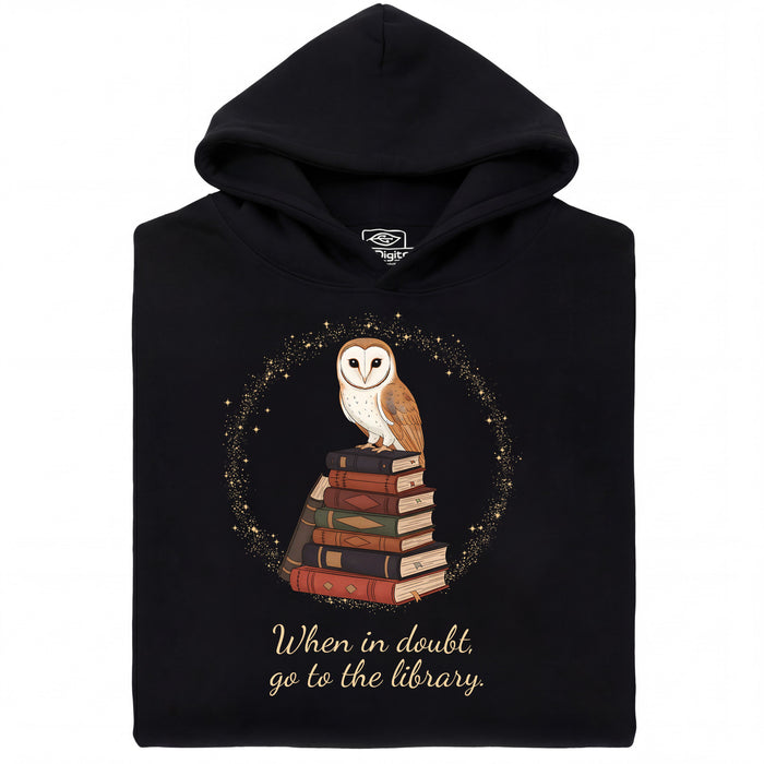 When in doubt, go to the library - Vooraanzicht Hoodie Zwart