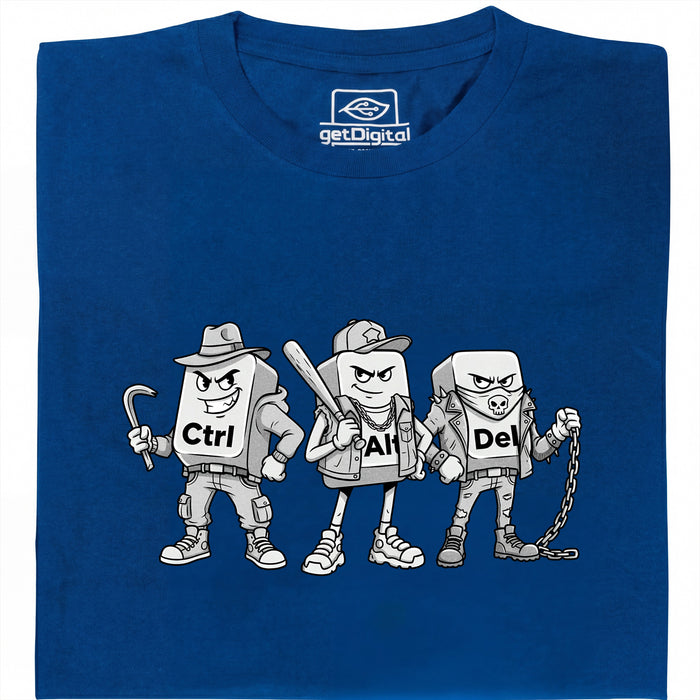Ctrl Alt Del - La Gang Più Dura della Tastiera - Vista Principale T-Shirt Blu