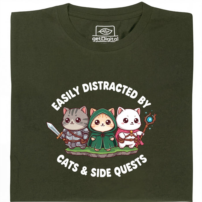 Cats &amp; Sidequests - Vue principale T-Shirt Vert Foncé