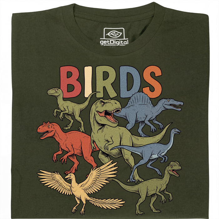 BIRDS - Vista frontale T-Shirt Verde Scuro