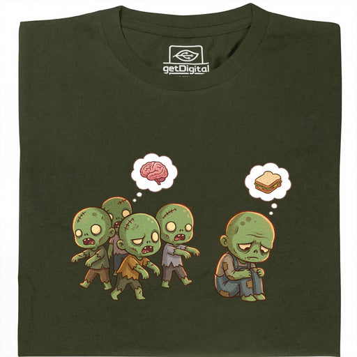 Zombie Vegetarian - Hauptansicht T-Shirt Dunkelgrün