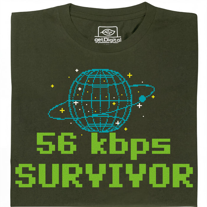 56kbps Survivor - Main view T-shirt Dark Green
