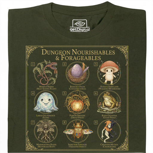 Dungeon Nourishables - Hauptansicht T-Shirt Dunkelgrün