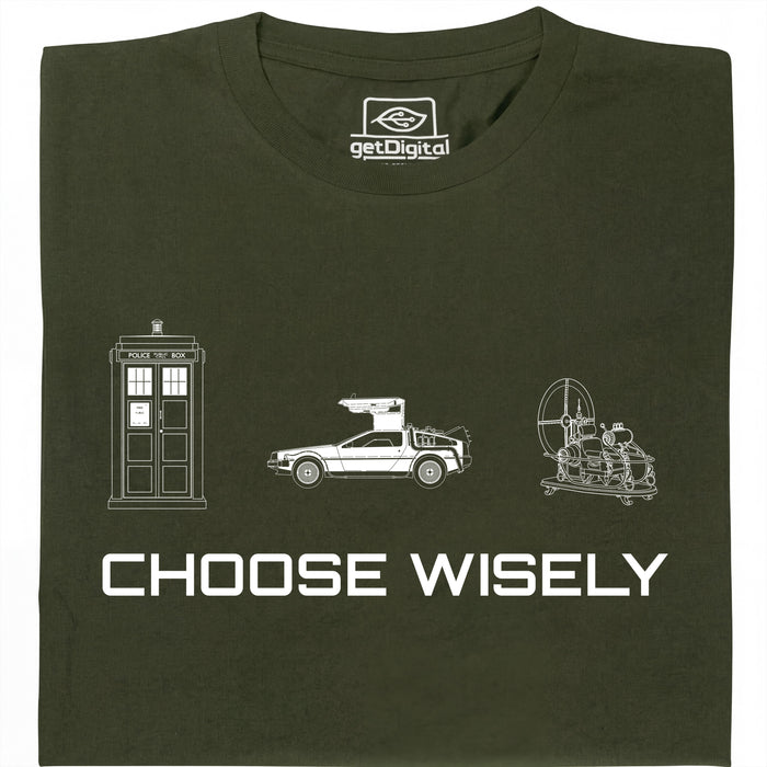 Choose Your Time Machine - Vue principale T-shirt Vert Foncé