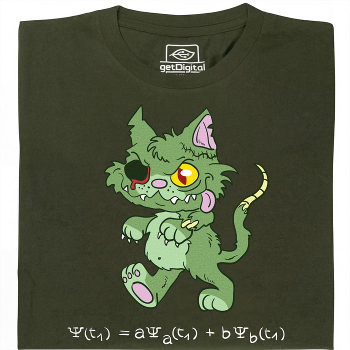 Le Chat de Schrödinger - Édition Zombie - Vue principale T-Shirt Vert Foncé