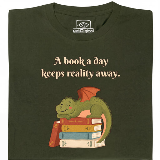A Book a Day - Hauptansicht T-Shirt Dunkelgrün
