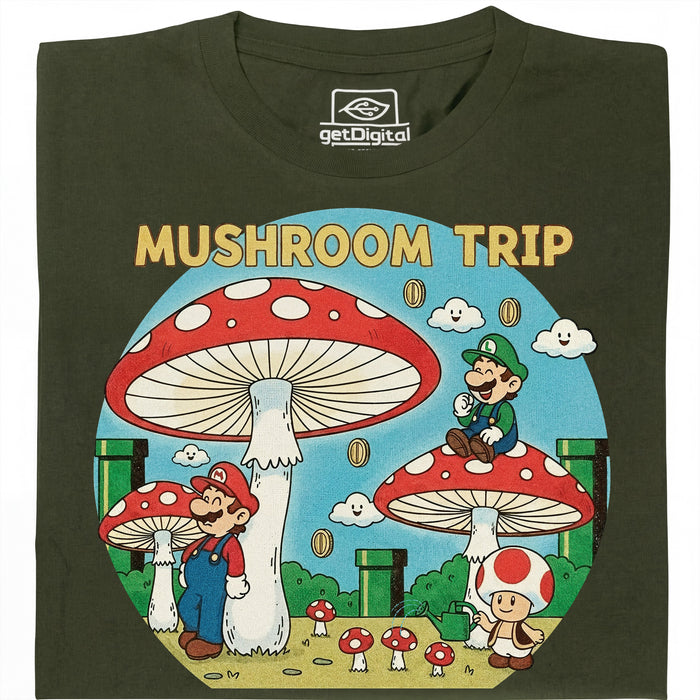 Mushroom Trip - Vista frontal Camiseta Verde oscuro