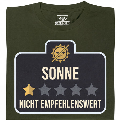 Sonne - Nicht Empfehlenswert - Hauptansicht T-Shirt Dunkelgrün