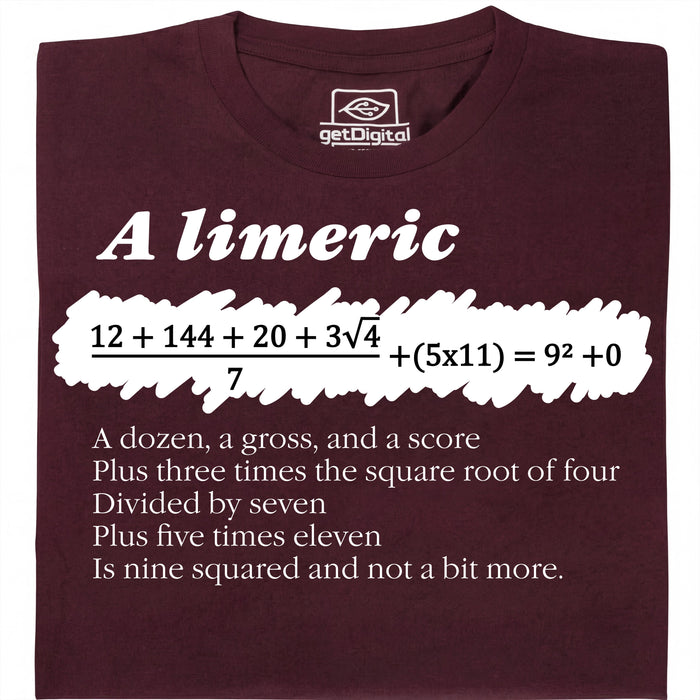 A Limerick - Math poem with equation - Main view T-shirt Dark Red