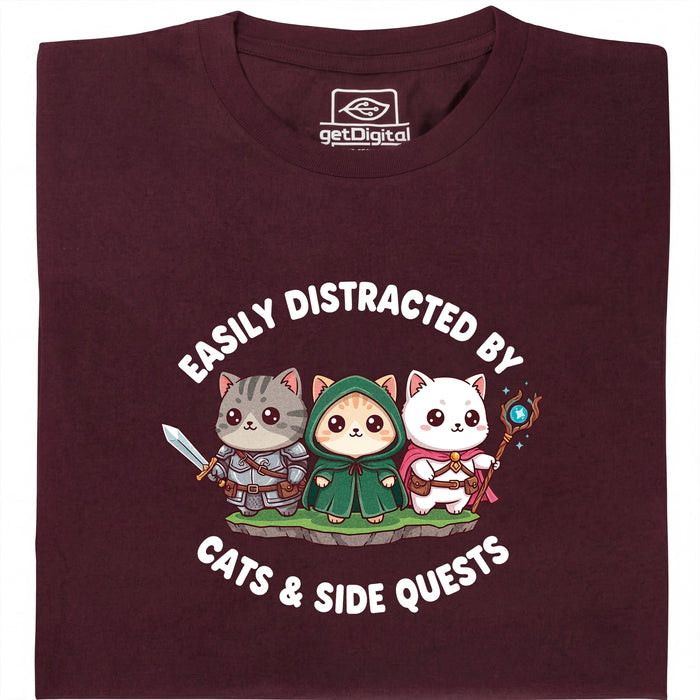 Cats &amp; Sidequests - Vue principale T-Shirt Rouge Foncé