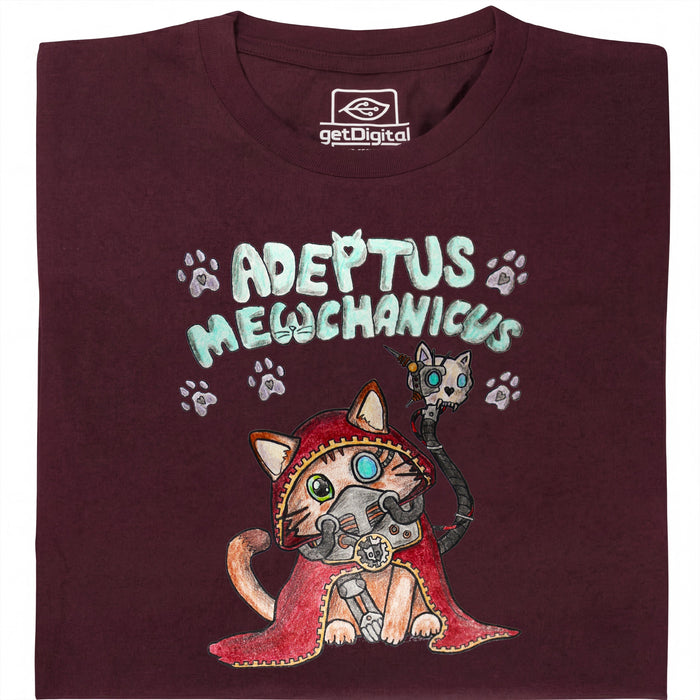 Adeptus Meowchanicus - Vista frontale T-Shirt Rosso Scuro