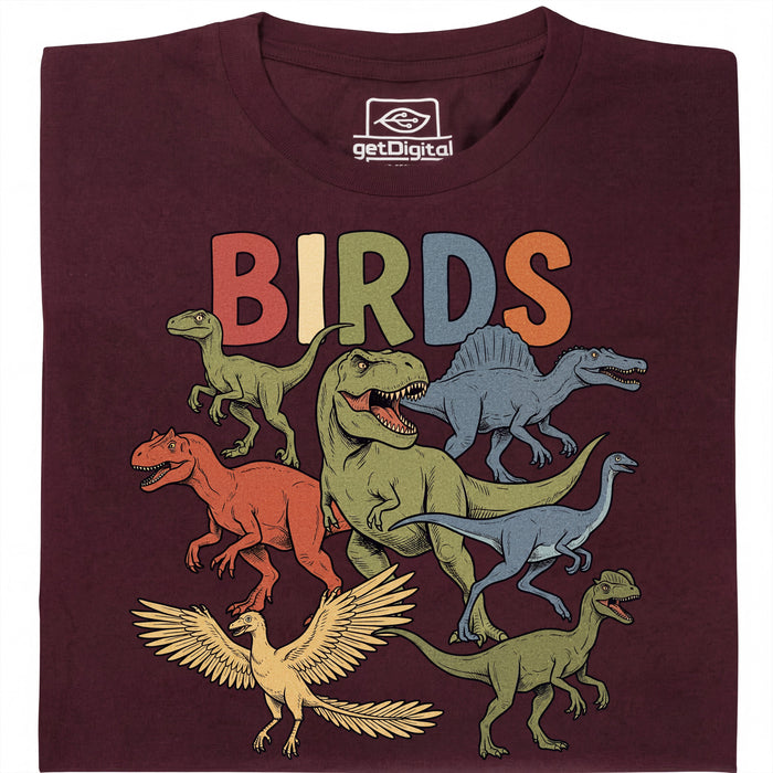 BIRDS - Vista frontale T-Shirt Rosso Scuro