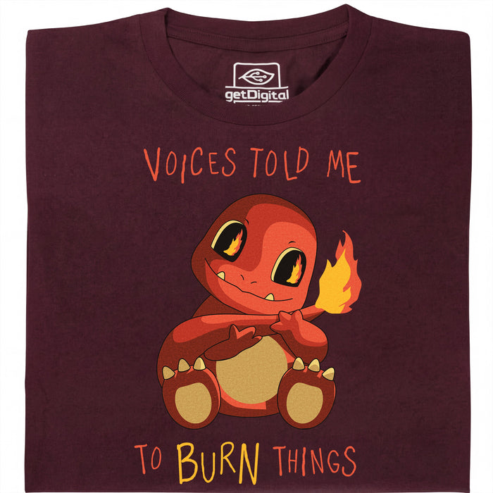 Voices Told Me To Burn Things - Vista principal Camiseta Rojo oscuro