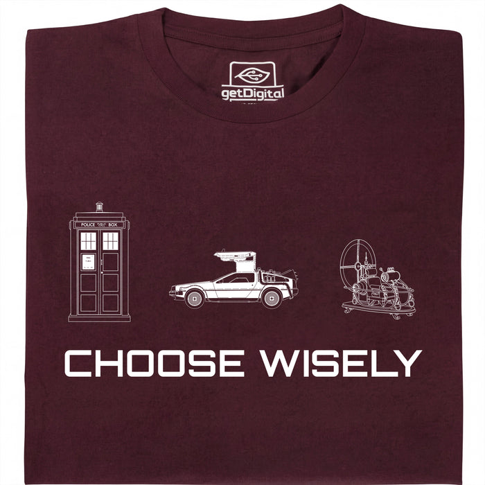 Choose Your Time Machine - Vue principale T-shirt Rouge Foncé