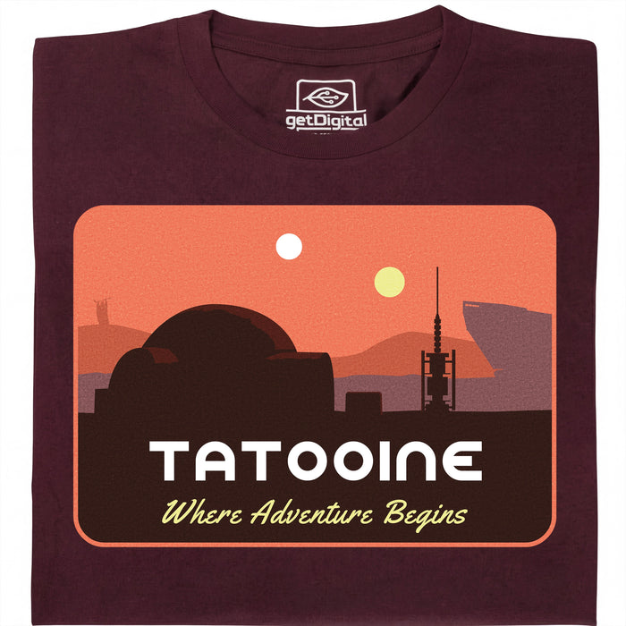 Where Adventure Begins - Vista principal Camiseta Rojo Oscuro