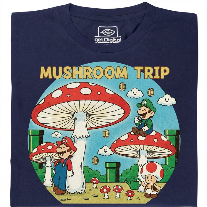 Mushroom Trip - Vista frontal Camiseta Azul marino