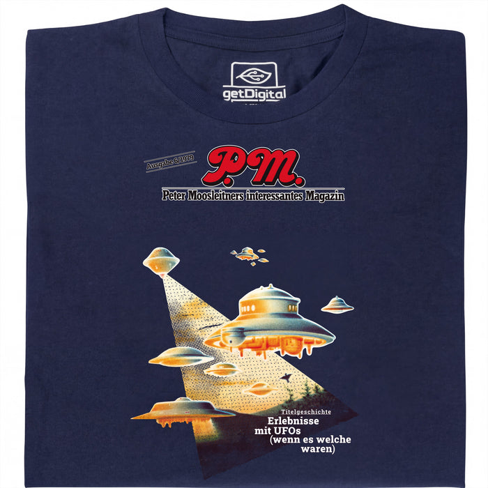 P.M. Magazine 6/1979 Encounters with UFOs - Main view T-Shirt Navy Blue