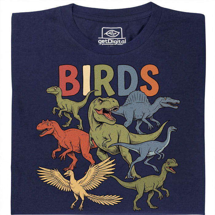 BIRDS - Vista frontale T-Shirt Blu Navy