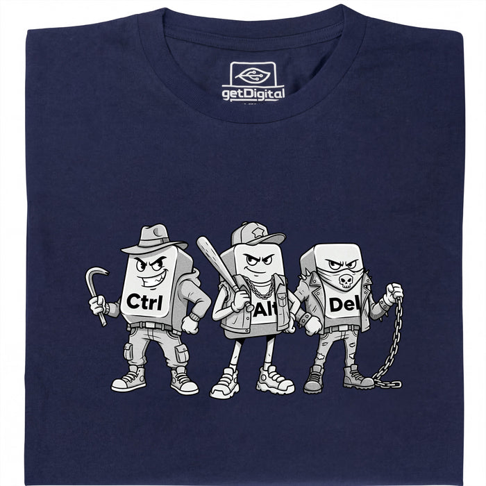 Ctrl Alt Del - La Gang Più Dura della Tastiera - Vista Principale T-Shirt Blu Navy
