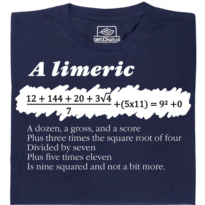 A Limerick - Math poem with equation - Main view T-shirt Navy Blue