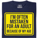 Mistaken For An Adult - Vista principal Camiseta Azul Marino