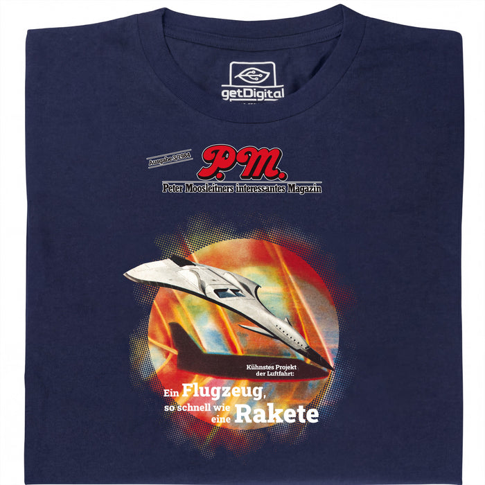 P.M. Magazine 3/1984 Avion comme Fusée - Vue principale T-Shirt Bleu Marine