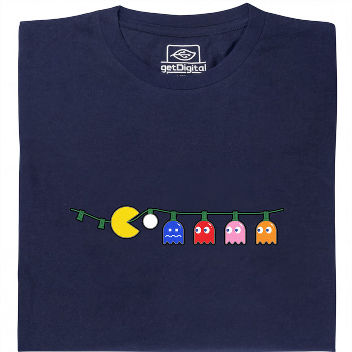 Waka Waka Natale - La Catena di Luci come Banchetto - Vista principale T-Shirt Blu Navy