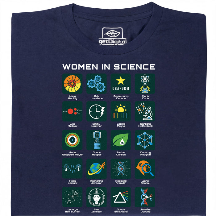 Women in Science - 20 Pioneras de la Ciencia - Vista principal Camiseta Azul Marino