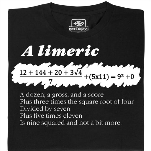 A Limerick - Mathe-Gedicht mit Gleichung - Hauptansicht T-Shirt Schwarz