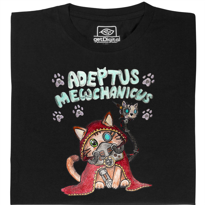 Adeptus Meowchanicus - Vista frontale T-Shirt Nero