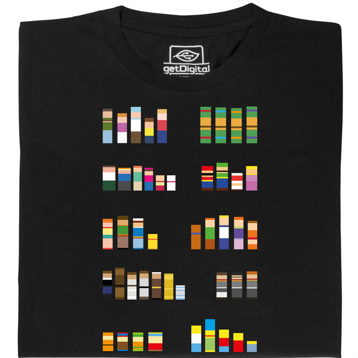 Pixel Legends of TV - Vista principal Camiseta Negro