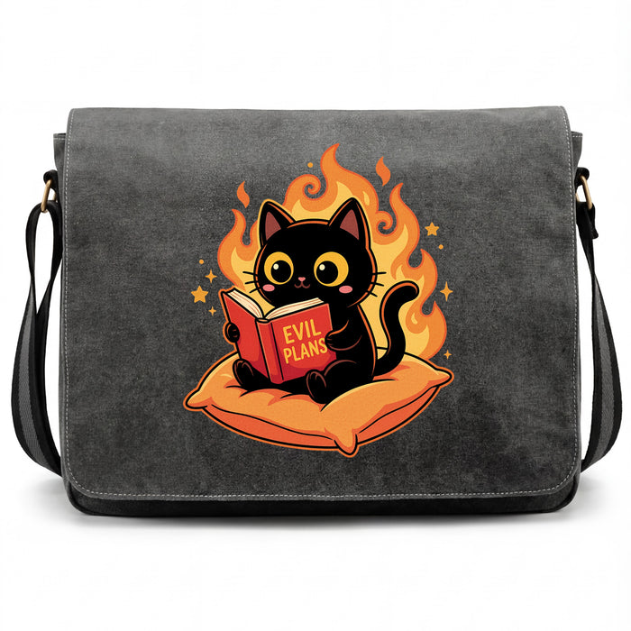 Black Cat Reading "Evil Plans" - Evil Plans with Style - Main View Bag