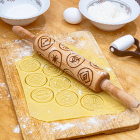 Motif pastry roll with chemical warning symbols