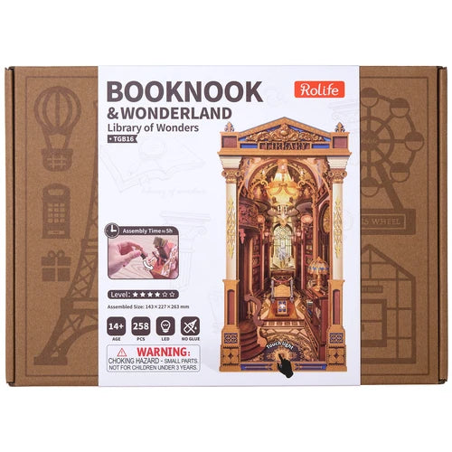 Book Nook Bibliothek der Wunder, Bausatz mit Licht fürs Bücherregal