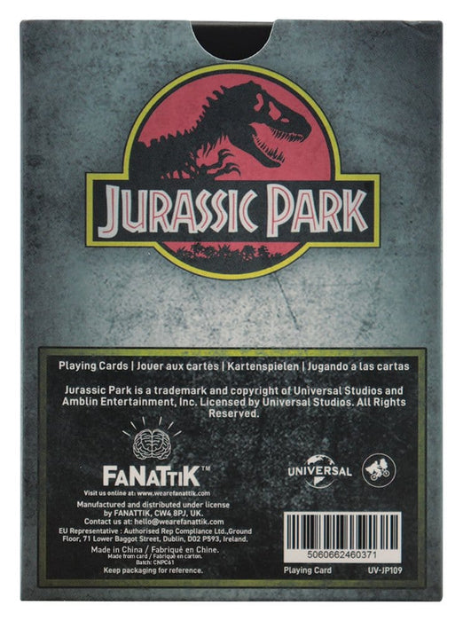 Confezione regalo Jurassic Park con carte da gioco, spilla e portachiavi