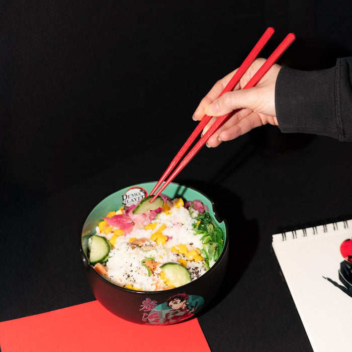 Demon Slayer Cuenco de ramen Tanjiro con palillos