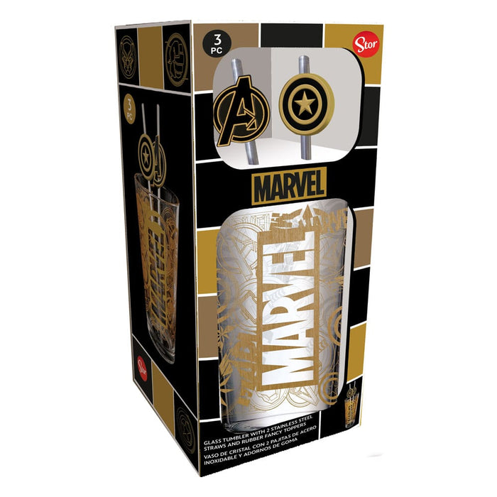 Marvel Glass with Straws