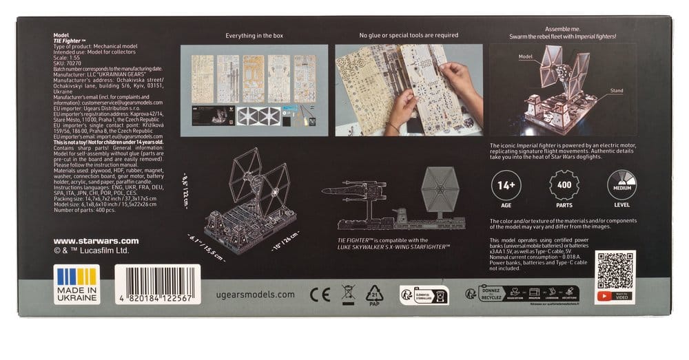 Kit di modellismo in legno Star Wars TIE Fighter